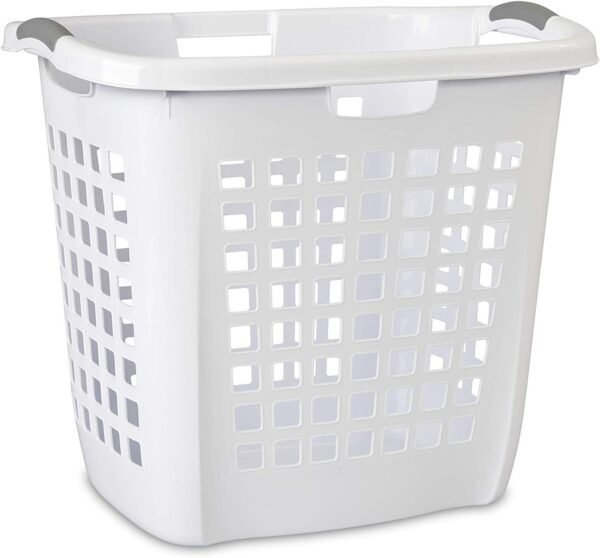 White Plastic Carry Laundry Basket with Handles