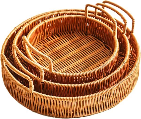 Handwoven Rattan Serving Baskets Set of 3