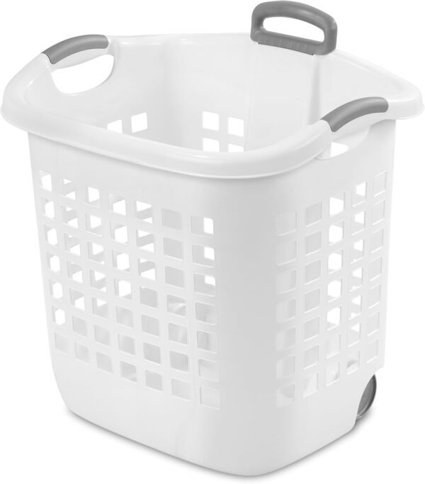 Large Wheeled Plastic Laundry Baskets with Handles Set of 4