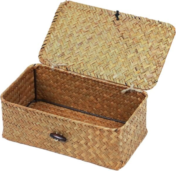 Lidded Seagrass Woven Storage Basket