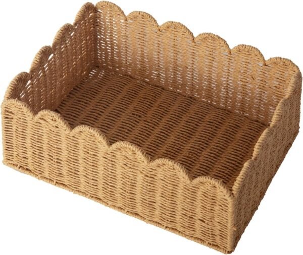Natural Scalloped Woven Storage Basket