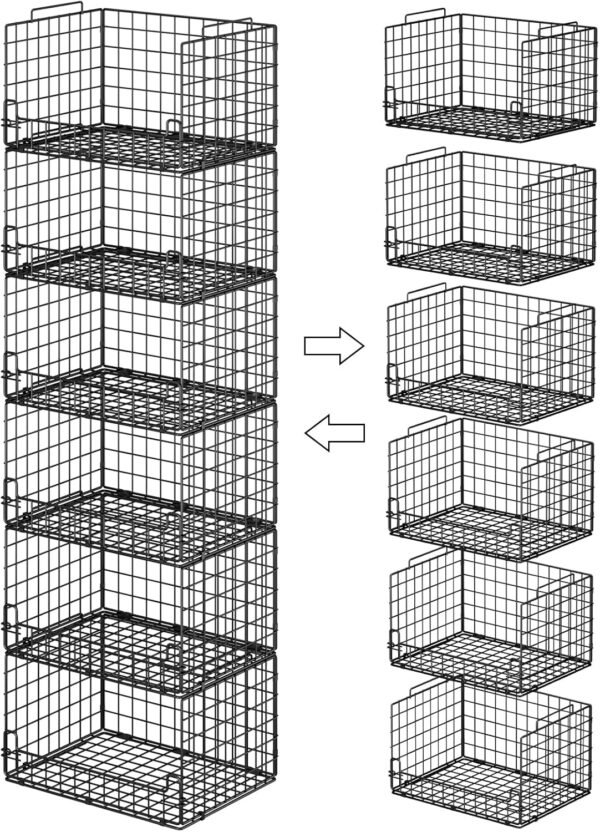 Six Tier Stackable Metal Closet Storage Basket