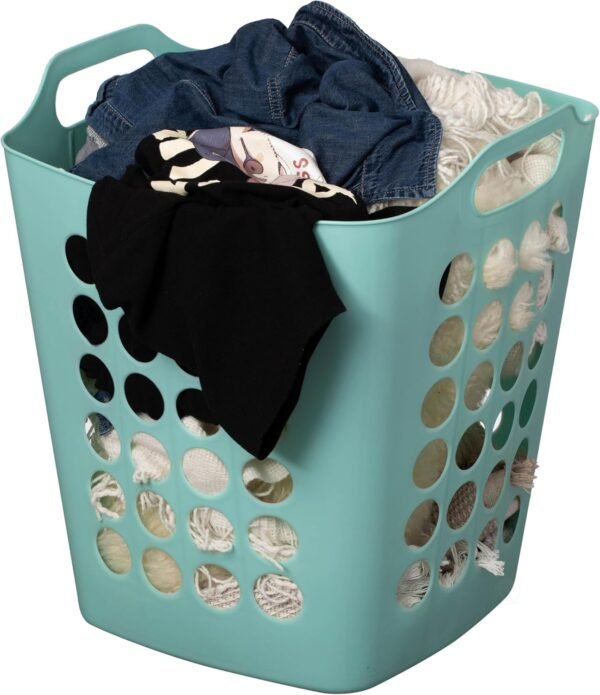 Flexible Square Plastic Laundry Basket with Side Handles