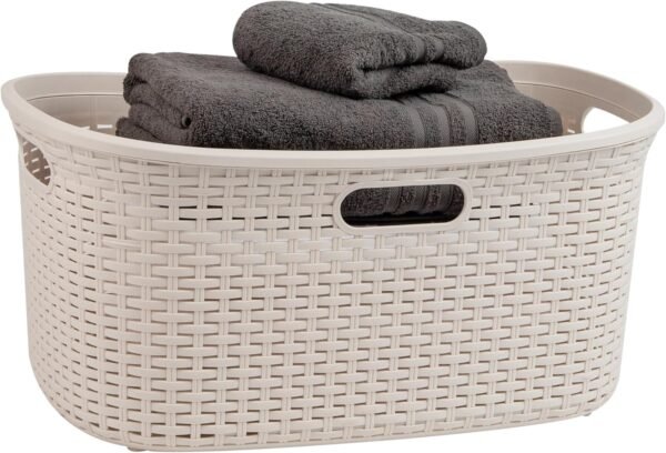 Woven Style Plastic Laundry Hamper with Handles