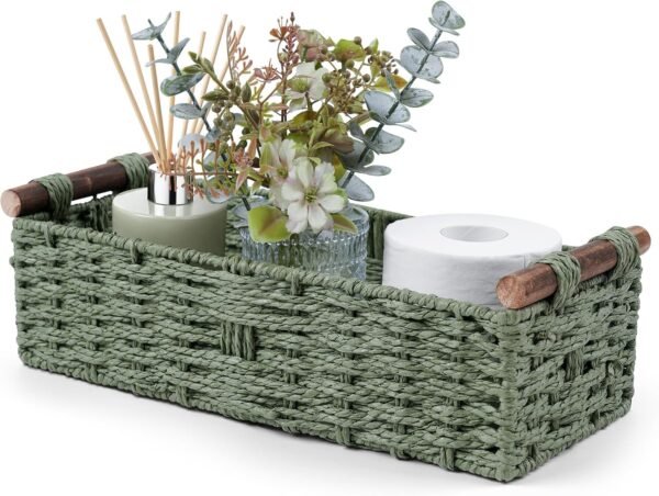 Round Paper Rope Storage Basket with Handle