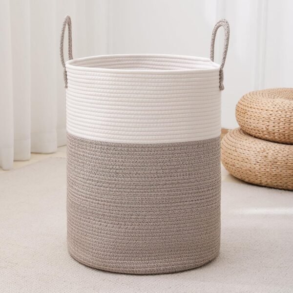 Tall Woven Rope Laundry Hamper for Clothes Blankets and Toys