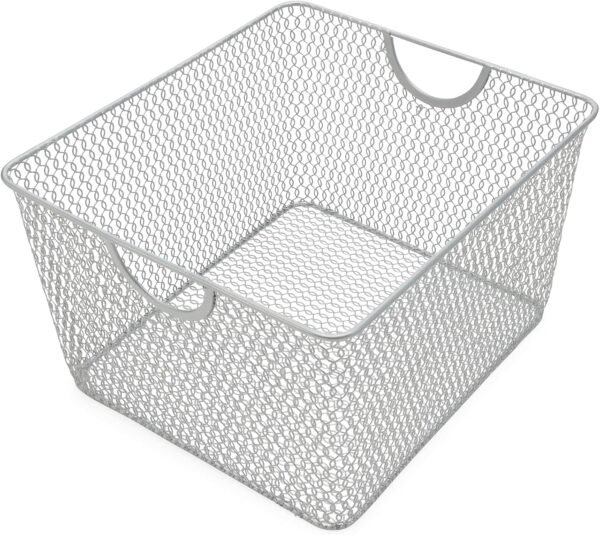 Silver Metal Mesh Pantry Storage Basket