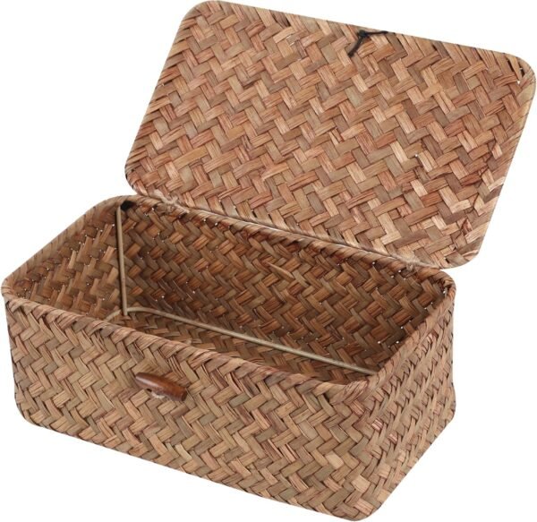 Rectangular Seagrass Storage Basket with Lid