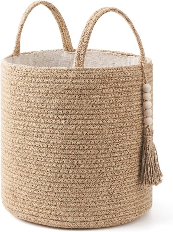 Woven Blanket and Toy Storage Basket with Plant Holder Design