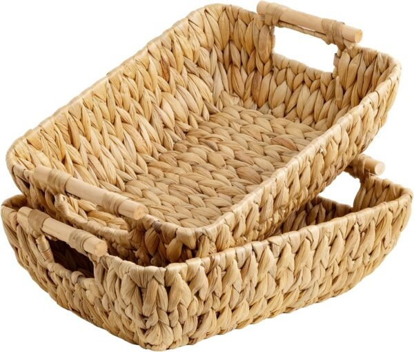 Natural Water Hyacinth Storage Baskets Set of 2