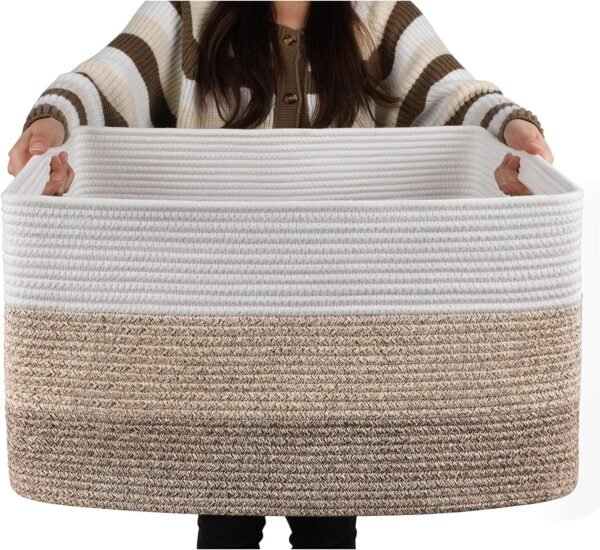 Large Gradient Woven Blanket and Toy Storage Basket