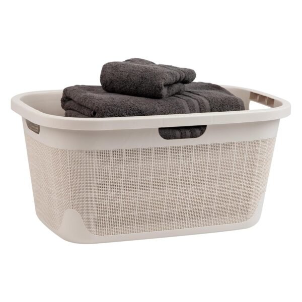 Plastic Laundry Basket with Handles and Woven Texture
