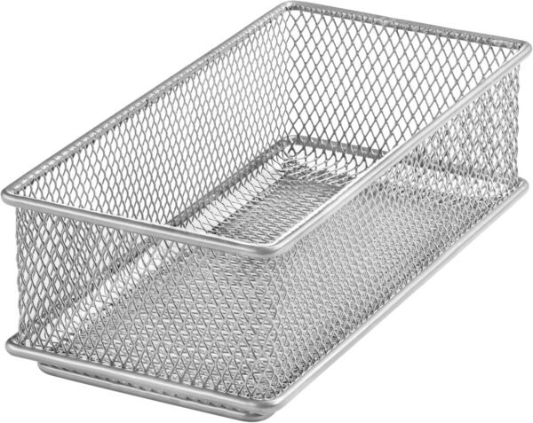 Silver Mesh Drawer and Shelf Organizer Basket