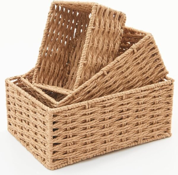 Small Woven Storage Baskets Set of 3