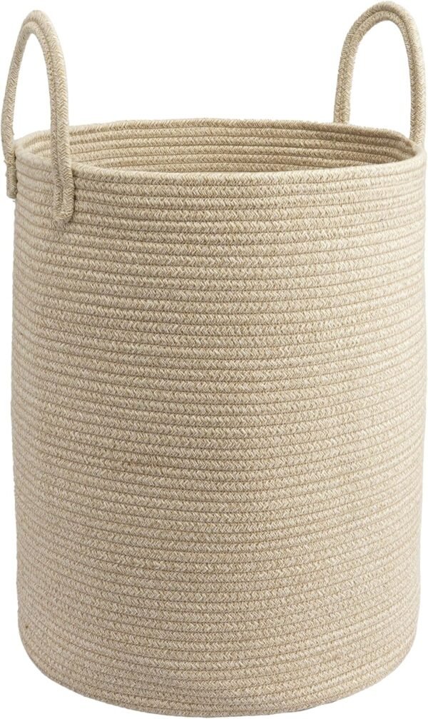 Woven Cotton Rope Laundry Hamper in Neutral Tone