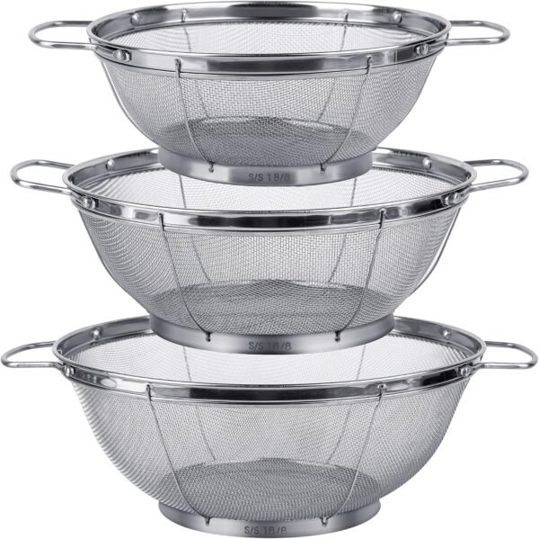 Stainless Steel Mesh Colander Strainers Set of 3